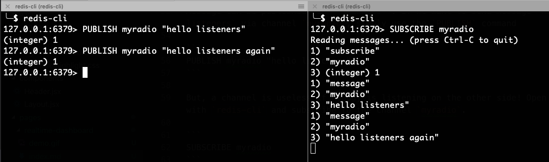 Redis PubSub in terminal